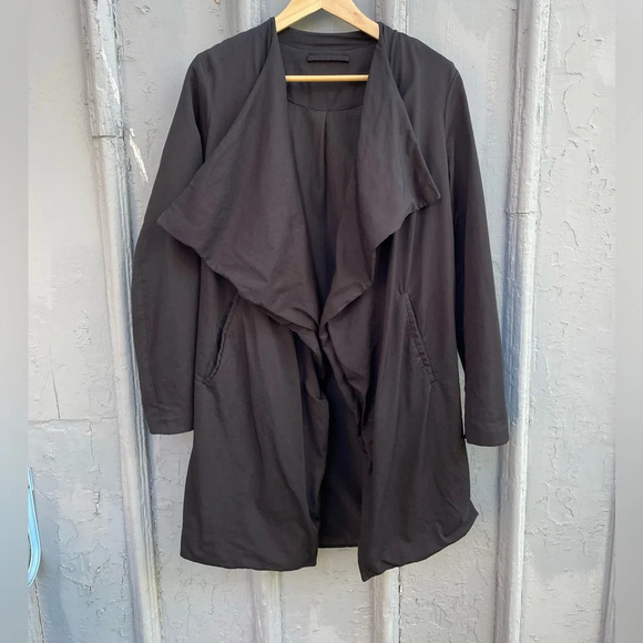 ALLSAINTS Hace Black Trench coat,  size 8 - Picture 2 of 14
